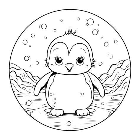 Desenho De P Gina Para Colorir De Ilustra O Vetorial De Pinguim Bonito