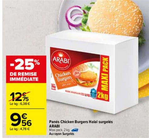 Promo Pan S Chicken Burgers Halal Surgel S Arabi Chez Carrefour