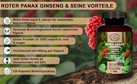 Roter Panax Ginseng Kapseln 1800mg Je Tagesdosis Wichtig 20 1