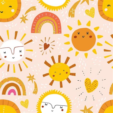 Premium Vector Vector Handdrawn Color Seamless Pattern With Cute