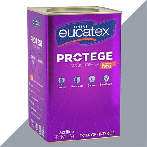 Tinta Latex Eucatex Protege Acrilico Premium Fosco Cinza Prata L