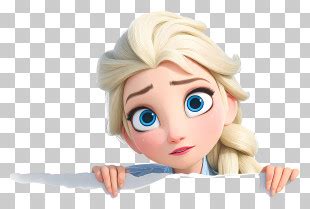 Princess Elsa Peeking Out Blonde Animated Character Peeking With Blue Eyes PNG