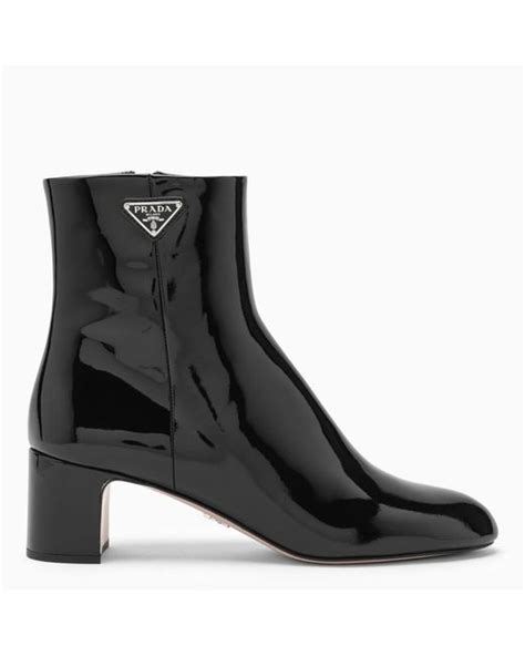 Prada Patent Leather Ankle Boot In Black Lyst Uk