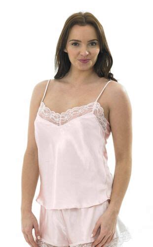 Ladies Satin Camisole Vests Pink Size 10 24 Ebay