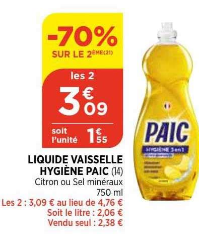 Promo Liquide Vaisselle Hygiène Paic chez Bi1 iCatalogue fr