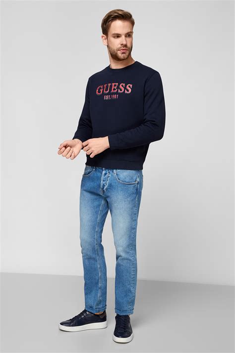 Мужской темно-синий свитшот Guess M0BQ76.K9V31;G720 — Ultrashop