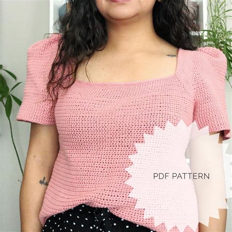 Crochet Top Pattern Crochet Puff Sleeve Top Easy Crochet Etsy Uk