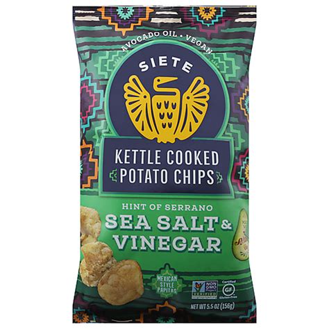 Siete Sea Salt And Vinegar Kettle Cooked Potato Chips 5 5 Oz Snacks Chips And Dips Ingles Markets