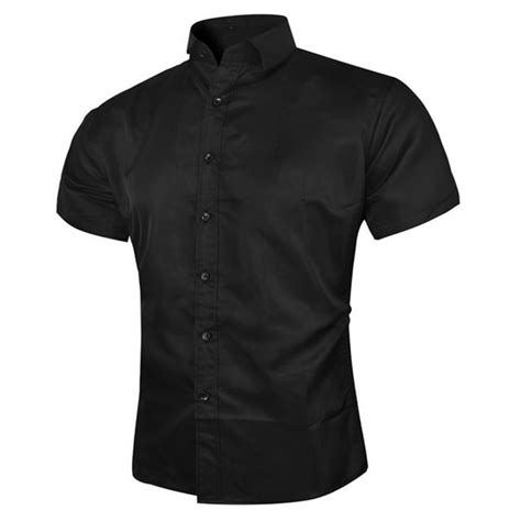 Men S Basic Short Sleeve Dress Shirt Casual Solid Color Wrinkle Free Regular Fit Button Down