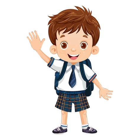 premium vector happy school boy wearing school uniform  waving