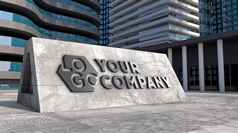 Premium Psd Mockup 3d Logo Facade Sign Standing Concrete In Front Of