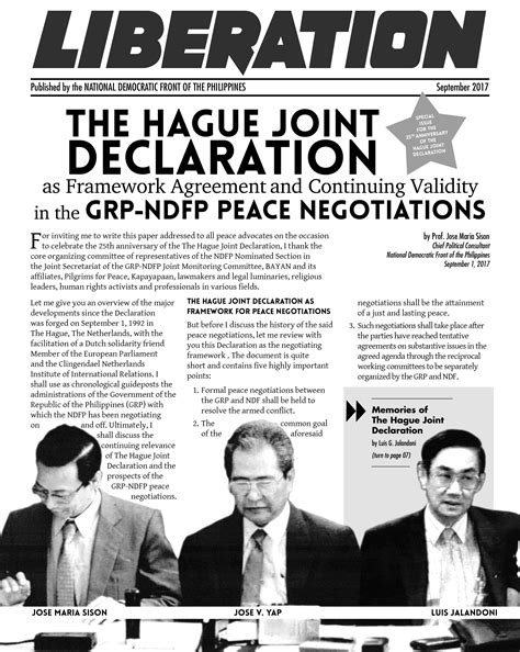 Special Issue The Hague Joint Declaration Th Year Anniversary