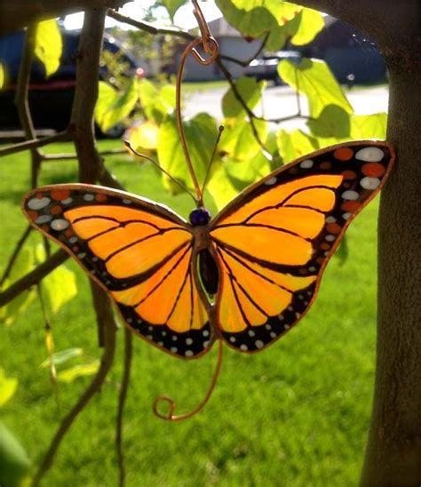 Monarch Butterfly stained glass suncatcher