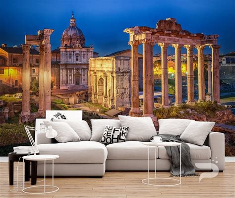 Roman Ruins Wall Mural Rome At Night Wall Covering Cityscape Etsy