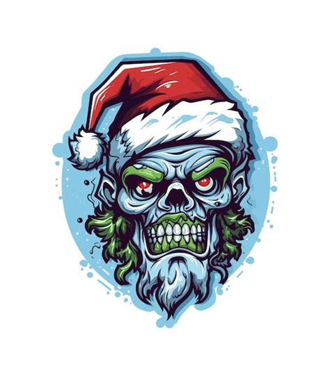 Premium Vector Santa Zombie Hand Drawn Logo Design Illustration