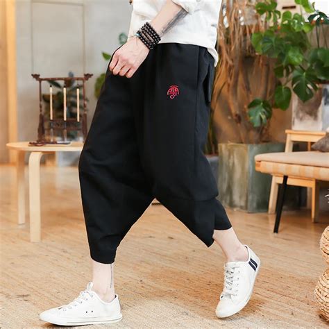 Buy Summer Fashion Harajuku Harem Casual Pants Men Cotton Linen Wide