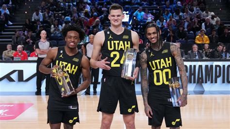 Utah Jazz Stars Showcase Skills Hoist Trophies In Front Of Hometown