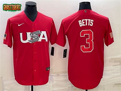 USA Mookie Betts Red 2023 World Baseball Classic Jersey