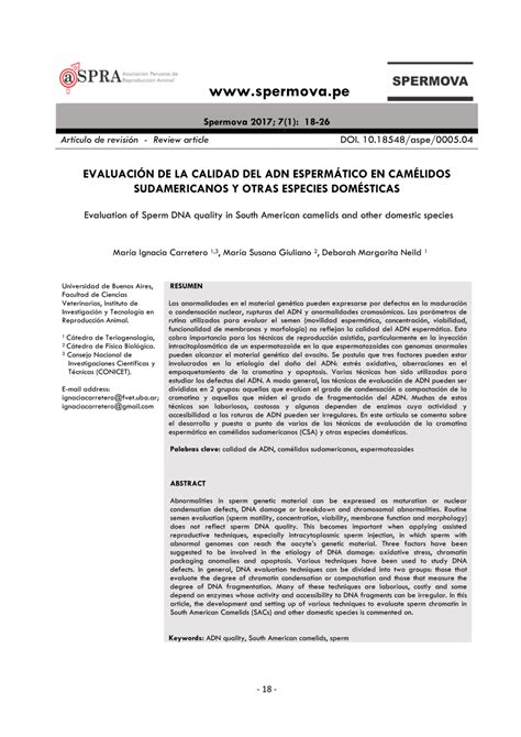 PDF Evaluación de la calidad del ADN espermático en camélidos