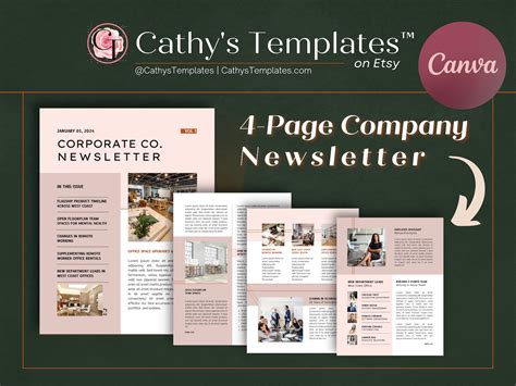 Minimalist Company Newsletter Template 30 Cathys Templates™