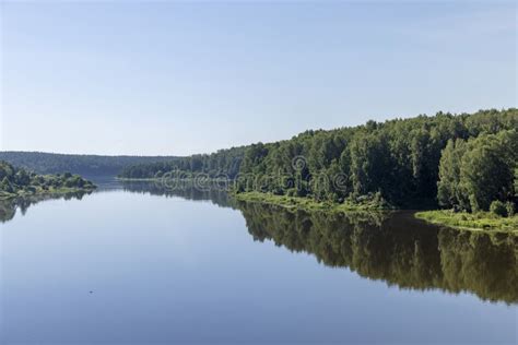 Wide River In Summer In Sunny Weather Stock Photo Image Of Wide