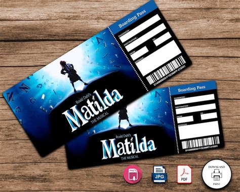 Printable Matilda Broadway Surprise Ticket Matilda The Etsy