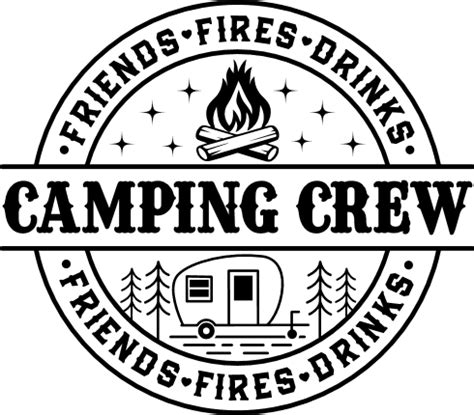 Camping Crew Friends Fires Drinks Camper T Shirt Design Free Svg