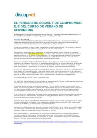 Discapnet El Periodismo Social Y De Compromiso Eje Del Curso De