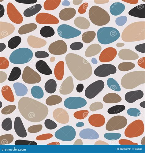 Pebble Seamless Pattern Smooth Stones Background Cobblestone Paving