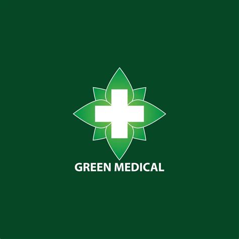 GREEN medical logo with leaf illustration 10383845 Vector Art at Vecteezy