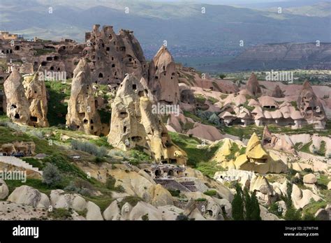 A Beautiful View Of Pigeon Valley At Uchisar In Turkey Showing Former