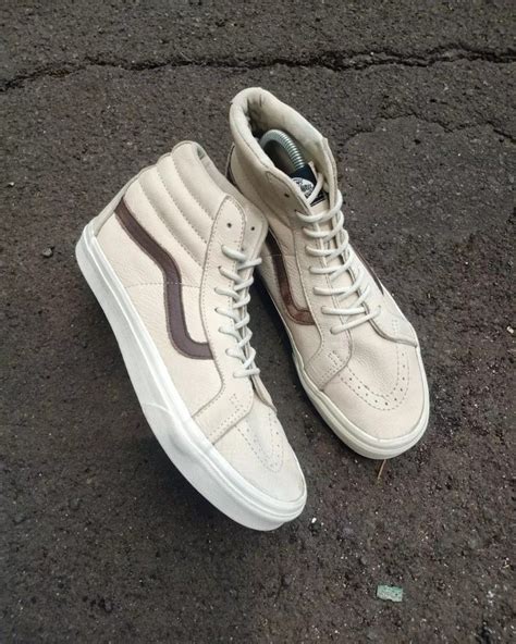 Vans Sk Hi Reissue Leather White Blanc De Blanc Fesyen Pria Sepatu