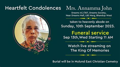 Funeral Service Mrs Annamma John YouTube