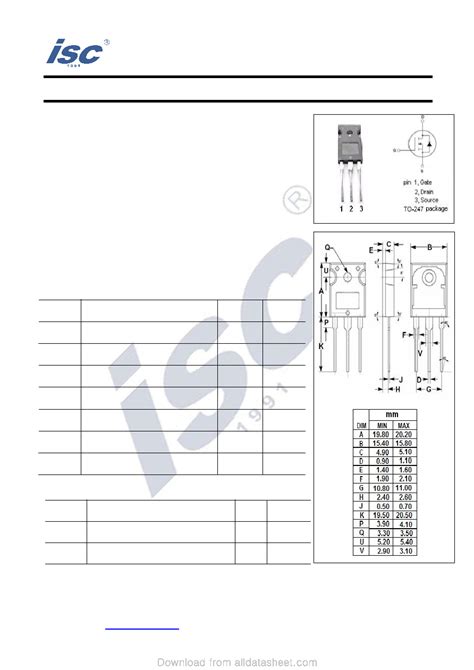 Irfp Datasheet Pages Isc N Channel Mosfet Transistor