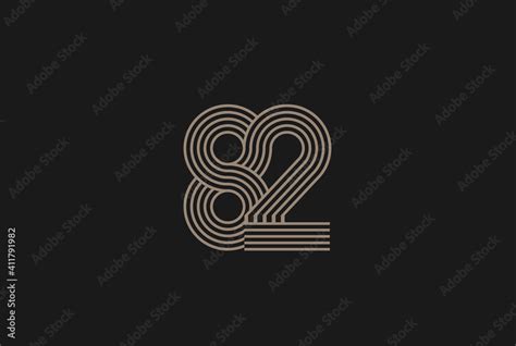 Vecteur Stock Number 82 Logo Monogram Number 82 Logo Multi Line Style