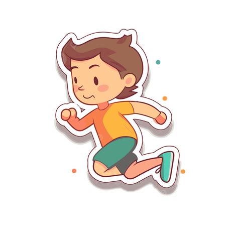 Niño Corriendo Pegatina Vector Png Dibujos Correr Pegatina Dibujos Animados Png Y Vector Para