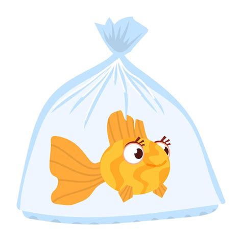 Les Poissons Nagent Dans Un Sac En Plastique Poisson Rouge De Dessin