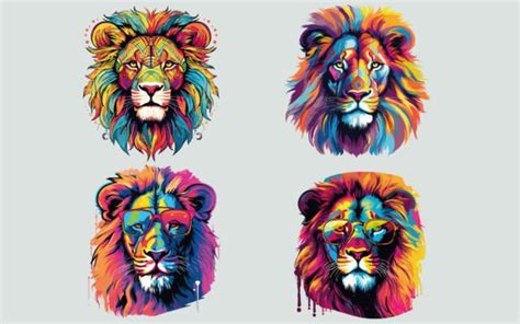 Colourful Lion Head Illustration Graphic By Shahed Howlader Creative