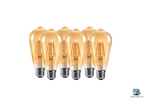 100 X Ampoule Filament St64 Led 6w 2700k E27 Ambre