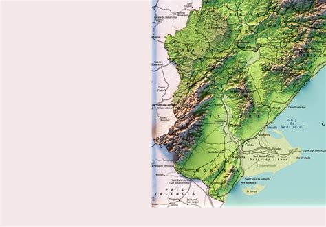 Catalunya Mapa Topogràfic En Color Versió Sense Llegenda Amb Etsy