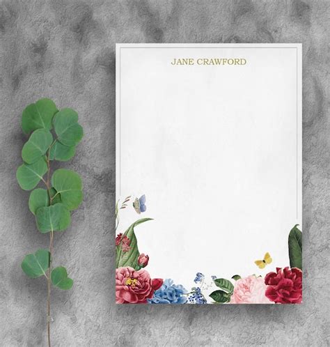 Floral Letterhead Template Instant Downloadable Print Etsy Hong Kong