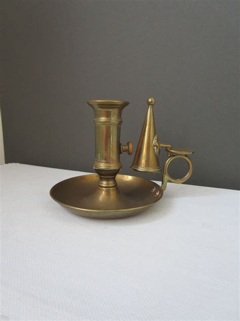 Vintage Brass Chamberstick Push Up Adjustable Brass Candlestick Candle