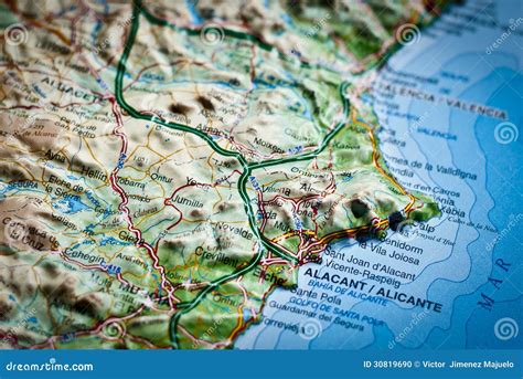 Spanish Map Of Costa Blanca Alicante Spain Stock Photo Image Of Pola