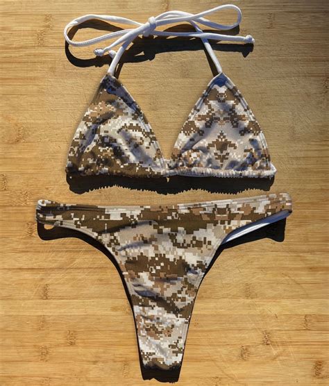 Swimwear Bikini 1 Or 2 Piece Set Desert Camo Thong Cheeky Full Coverage Triangle String