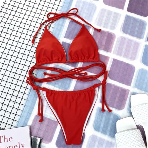 Jual Sexy Brazilian Thong Bikini Mujer Swimwear Women Bandage