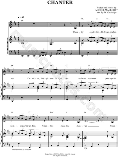 Up With People Chanter Sheet Music In D Major Download And Print