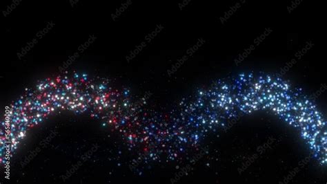 Shining Glitter Flicking Trail Over Black Bg Glowing Tow Side Particle