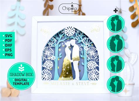 Wedding Shadow Box Svg 3d Papercut Svg Paper Art Template Etsy