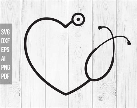 Stethoscope Svg Stethoscope Heart Svg Heart Monogram Stethoscope Nurse Svg Dxf Cutting Files