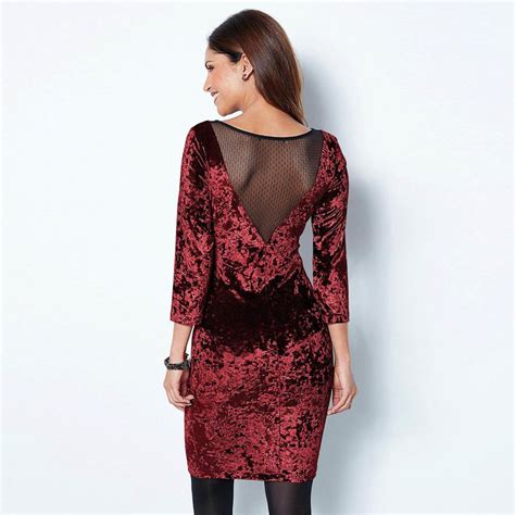 Robe En Velours Et Dentelle Manches 3 4 Femme Rouge 3 Suisses